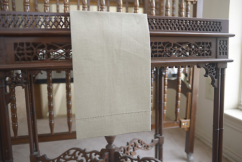 Flax Linen Hemstitch Guest Towel. 14"x22". All Linen - Click Image to Close